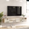 Mobile TV Sospeso Rebecca Mobili Kasuri 29,5x180x31,5 Truciolato Rovere Chiaro Bianco Moderno