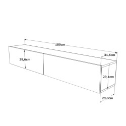 Wall-Mounted TV Unit Rebecca Mobili Kasuri 29,5x180x31,5 Chipboard  Light Oak White Modern