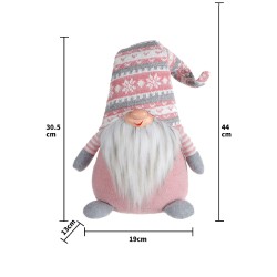 Rebecca Mobili Gnome Nain Scandinave Polyester Gris Rose Avec Barbe 30.5x19x13