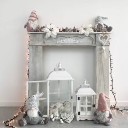 Rebecca Mobili Gnome Nain Scandinave Polyester Gris Rose Avec Barbe 30.5x19x13