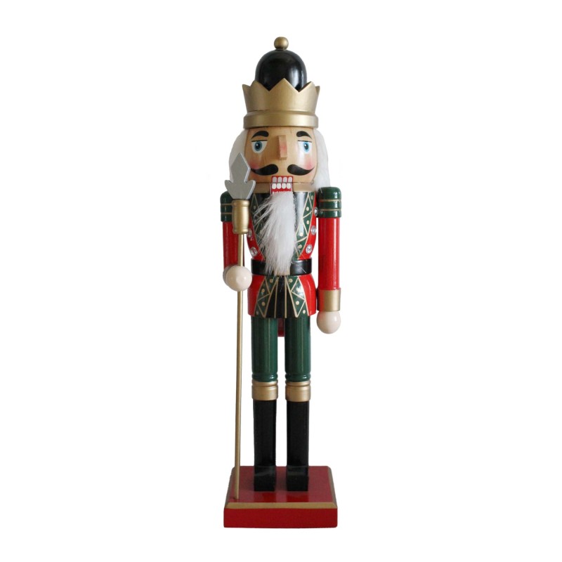 Rebecca Mobili Schiaccianoci di Natale Statuetta Decorativa Legno 38 cm con Corona Rossa Rebecca Mobili Schiaccianoci di Natale Statuetta Decorativa Legno 38 cm con Corona Rossa