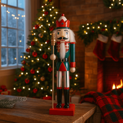 Weihnachtsnussknacker Rebecca Mobili Cereo 35x8x10 Holz Grün Rot Klassisch