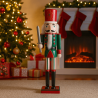 Rebecca Mobili Soldato Schiaccianoci Deco Natale in Legno 38 cm Cappello Rosso