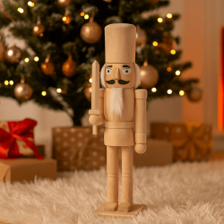 Kerstnotenkraker Rebecca Mobili Wartel 38x8x10 Hout Bruin Wit Klassiek