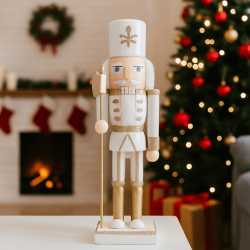 Cascanueces de Navidad Rebecca Mobili Yulaf 25x6,5x7,5 Madera Blanco Oro Clásico