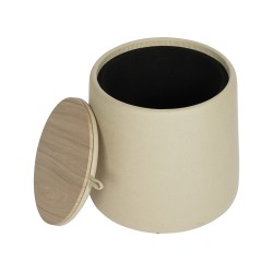 Pufe Banco com Arrumação Mobili Rebecca Gardenia 42x45x45 PU Madeira MDF Bege Moderno