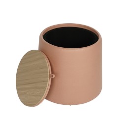 Pufe Banco com Arrumação Mobili Rebecca Lisianthus 42x45x45 PU Madeira MDF Rosa Moderno