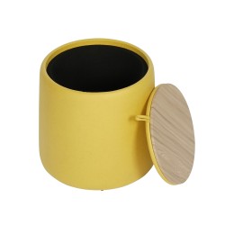 Pufe Banco com Arrumação Mobili Rebecca Cassiope 42x45x45 PU Madeira MDF Amarelo Moderno
