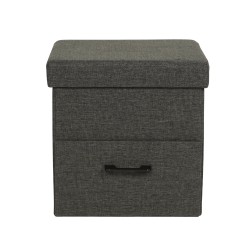 Pouf contenitore Mobili Rebecca Alocasia 40x40x40 PU Legno MDF Grigio scuro Moderno