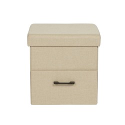 Pouf contenitore Mobili Rebecca Strelitzia 40x40x40 PU Legno MDF Beige Moderno