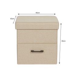 Pufe com Arrumação Mobili Rebecca Strelitzia 40x40x40 PU Madeira MDF Bege Moderno