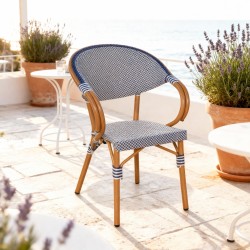 Stapelbare Gartenstühle Mobili Rebecca Camellia 84x57x57 Aluminium PVC, PET Blau Weiß Klassisch 2er-Set