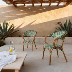 Stapelbare Gartenstühle Mobili Rebecca Amaranta 84x57x57 Aluminium PVC, PET Grün Weiß Klassisch 2er-Set