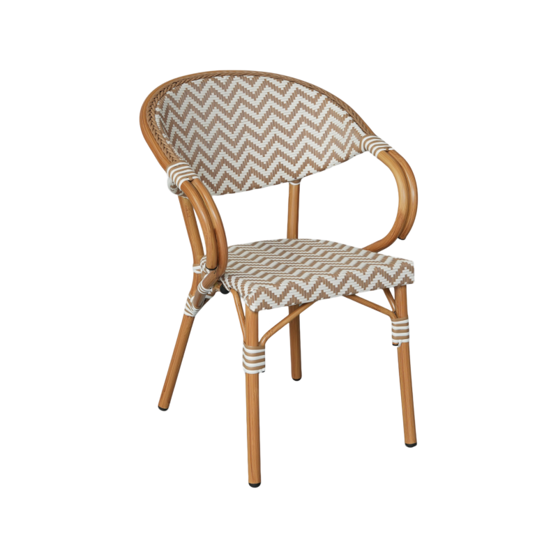 Stapelbare Gartenstühle Mobili Rebecca Fuchsia 84x57x57 Aluminium PVC, PET Braun Weiß Klassisch 2er-Set