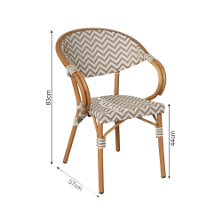 Stapelbare Gartenstühle Mobili Rebecca Fuchsia 84x57x57 Aluminium PVC, PET Braun Weiß Klassisch 2er-Set