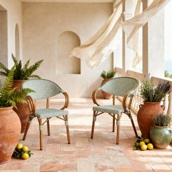 Stapelbare Gartenstühle Mobili Rebecca Helianthe 84x57x57 Aluminium PVC, PET Weiß Grün Klassisch 2er-Set