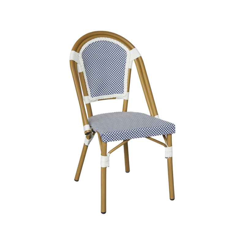 Stapelbare Gartenstühle Rebecca Mobili Kentia 85x46x57 cm Aluminium PVC, PET Blau Weiß Klassisch – 2er Set