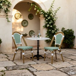 Stapelbare Gartenstühle Mobili Rebecca Tillandsia 85x46x57 Aluminium PVC, PET Grün Weiß Klassisch 2er-Set