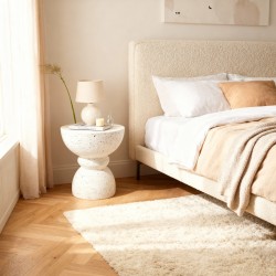 Couchtisch Moderner Rebecca Mobili Travertine 42,5x35x35 cm MGO Schwarz Weiß