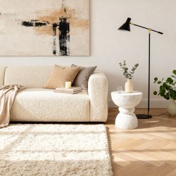 Couchtisch Moderner Rebecca Mobili Travertine 42,5x35x35 cm MGO Schwarz Weiß