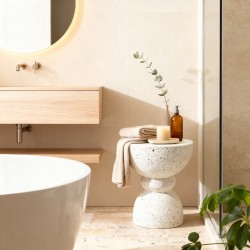 Couchtisch Moderner Rebecca Mobili Travertine 42,5x35x35 cm MGO Schwarz Weiß