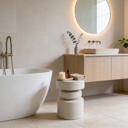 Tavolino da caffe Rebecca Mobili Alvo 46x35x35 MGO Bianco Moderno