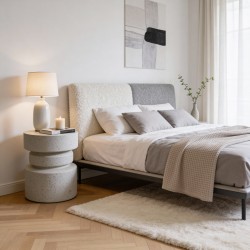 Tavolino da divano Rebecca Mobili Vexo 46x35x35 MGO Bianco Nero Moderno