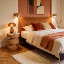 Tavolino da divano Rebecca Mobili Rokan 45x33x33 MGO Giallo Moderno