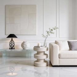 Tavolino da divano Rebecca Mobili Elmar 45x33x33 MGO Bianco Moderno