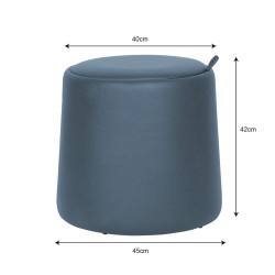 Pufe Banco com Arrumação Mobili Rebecca Ranunculus 42x45x45 PU Madeira MDF Azul Moderno