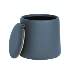 Pufe Banco com Arrumação Mobili Rebecca Ranunculus 42x45x45 PU Madeira MDF Azul Moderno