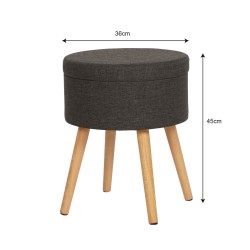 Banco com Armazenamento Rebecca Mobili Neroli 45x36x36 cm MDF, PET, Metal Cinza Escuro Moderno