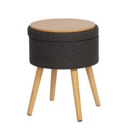 Banco com Armazenamento Rebecca Mobili Neroli 45x36x36 cm MDF, PET, Metal Cinza Escuro Moderno