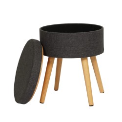 Banco com Armazenamento Rebecca Mobili Neroli 45x36x36 cm MDF, PET, Metal Cinza Escuro Moderno