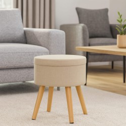 Apoio para Pés Rebecca Mobili Tiaré 45x36x36 cm MDF, PET, Metal Bege Moderno