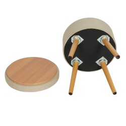 Apoio para Pés Rebecca Mobili Tiaré 45x36x36 cm MDF, PET, Metal Bege Moderno