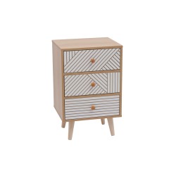 Szafka Nocna 3 Szuflady Mobili Rebecca Liven 55x35x29 cm MDF Sosna Brązowa Biała