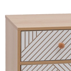 Szafka Nocna 3 Szuflady Mobili Rebecca Liven 55x35x29 cm MDF Sosna Brązowa Biała