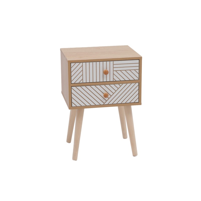 Szafka Nocna 2 Szuflady Mobili Rebecca Noren 50,5x35x29 cm MDF Sosna Brązowa Biała