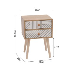 Szafka Nocna 2 Szuflady Mobili Rebecca Noren 50,5x35x29 cm MDF Sosna Brązowa Biała