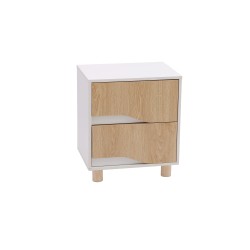 Szafka Nocna 2 Szuflady Mobili Rebecca Eiden 46x40x30 cm MDF Sosna Biała Brązowa