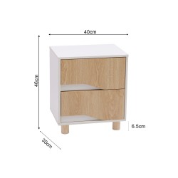 Szafka Nocna 2 Szuflady Mobili Rebecca Eiden 46x40x30 cm MDF Sosna Biała Brązowa