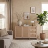 Armário 2 Portas 3 Gavetas Mobili Rebecca Roven 80x118,5x34,5 cm MDF Madeira Clara