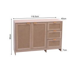 Armário 2 Portas 3 Gavetas Mobili Rebecca Roven 80x118,5x34,5 cm MDF Madeira Clara