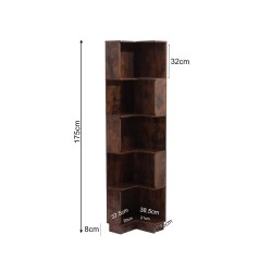 Bibliothèque 6 Étagères Mobili Rebecca Doren 175x38,5x37,5 cm MDF Bois Foncé