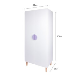 Armario Infantil Mobili Rebecca Avelia 175x80x50 cm MDF Pino Blanco Violeta