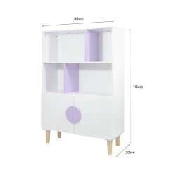 Armário Infantil Mobili Rebecca Lylia 115x80x30 cm MDF Pinho Branco Roxo