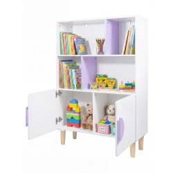 Armário Infantil Mobili Rebecca Lylia 115x80x30 cm MDF Pinho Branco Roxo