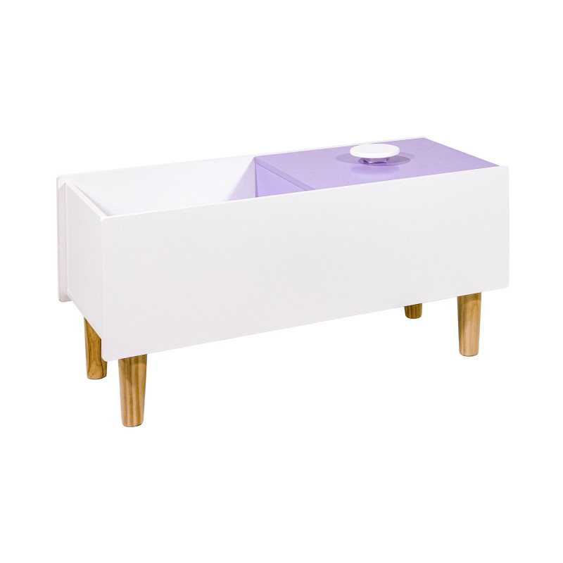 Coffre de Rangement pour Enfants Mobili Rebecca Aluna 37,5x80x35 cm MDF Pin Blanc Violet