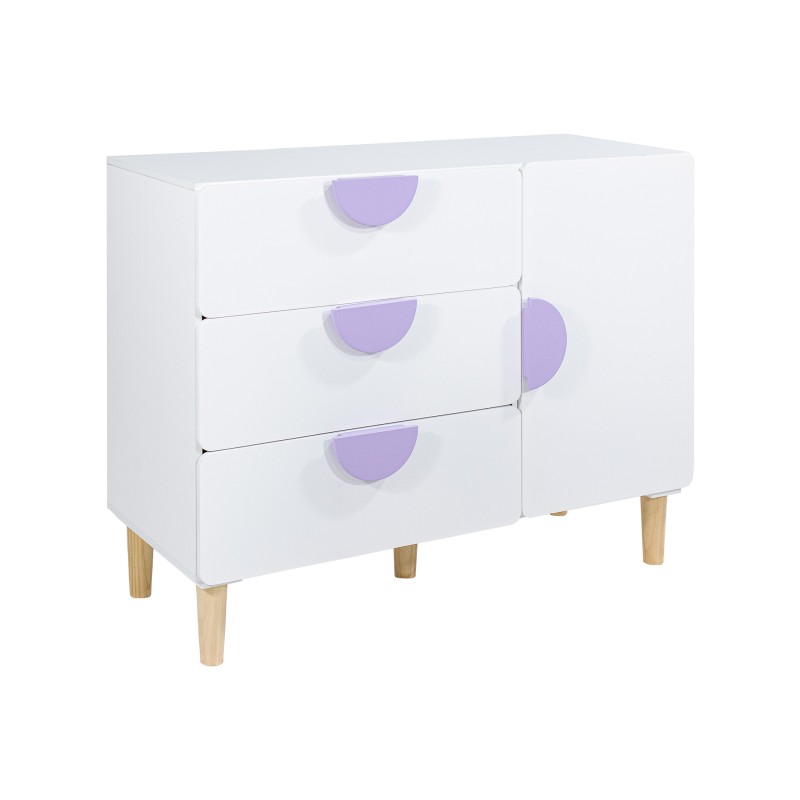 Armário Infantil Mobili Rebecca Elyra 77x100x40 cm MDF Pinho Branco Roxo